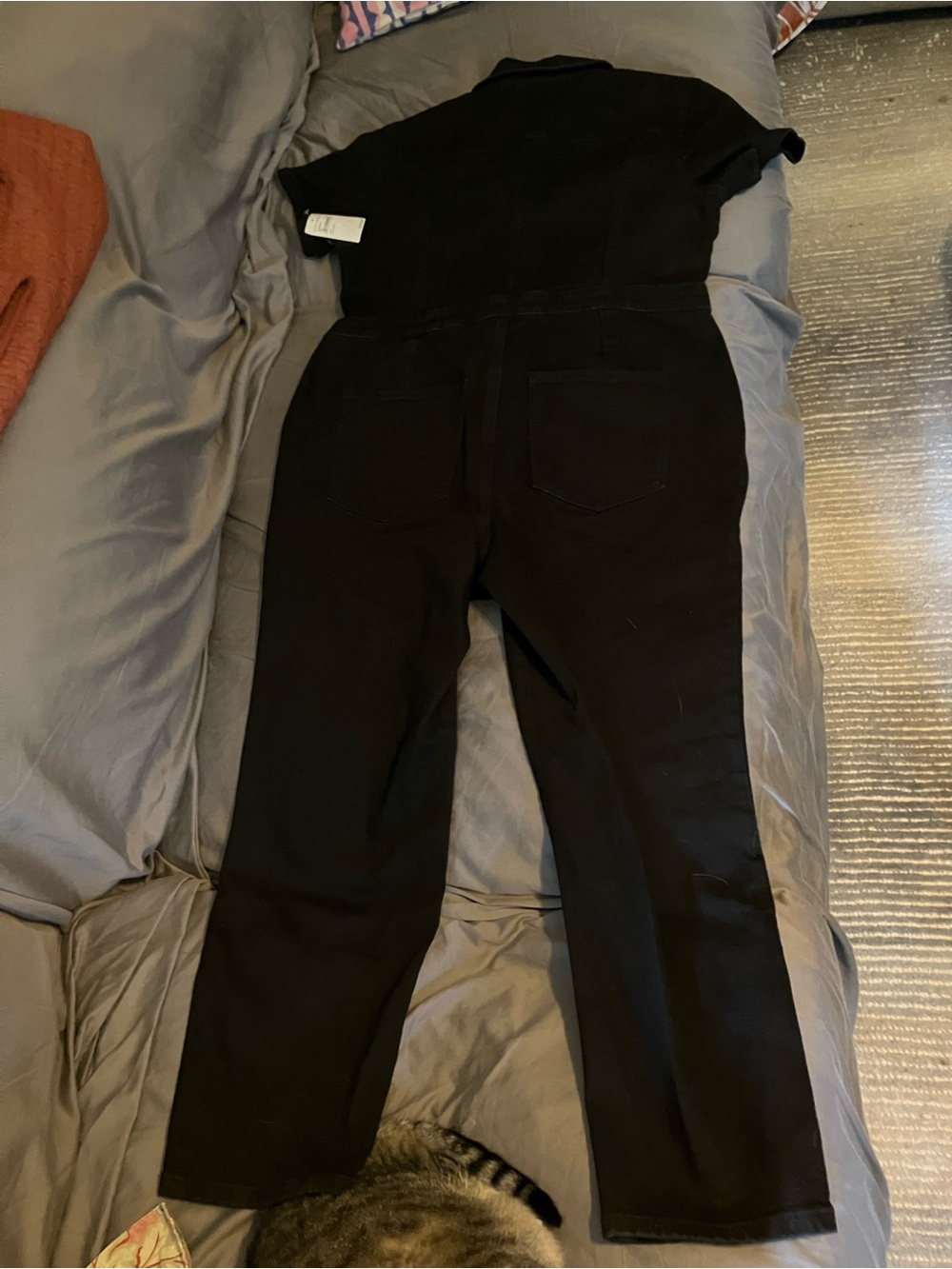 Good American Zip Up Black Denim Jumpsuit - Picture 6 of 8